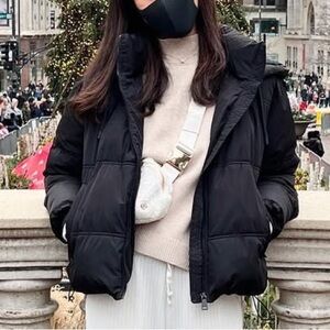 ZARA Black Cropped Puffer Jacket - Size M